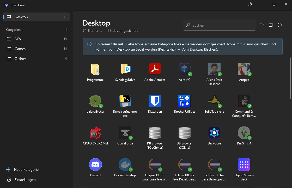 DeskCore – Übersicht deines Desktops